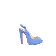 Pre-owned Suede heels Christian Louboutin Pre-owned , Blue , Dames