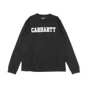 Lange Mouw College Tee Zwart/Wit Carhartt Wip , Black , Heren