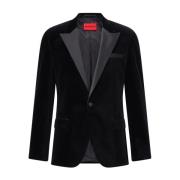 Elegant Fluwelen Jas Slim Fit Hugo Boss , Black , Heren