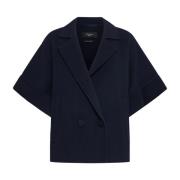 Navy Blue Wollen Jas Max Mara Weekend , Blue , Dames