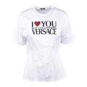 Katoenen T-shirt Collectie Versace , White , Dames