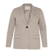 Elegante Blazer Jas Elephant Skin Melange Kaffe Curve , Gray , Dames