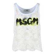 Katoenen Top Msgm , White , Dames