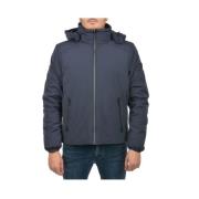 Blauwe Nylon Pufferjas met capuchon YES ZEE , Blue , Heren