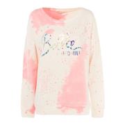 Sweatshirt met ronde hals en glanzende print Fracomina , Multicolor , ...