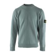 Blauwe Wolmix Heren Trui Stone Island , Blue , Heren