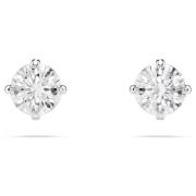 Fijne Stud Oorbellen in Rhodium Plating Swarovski , White , Dames