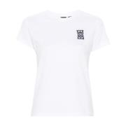 Witte katoenen T-shirts en Polos Pinko , White , Dames