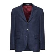 Blauwe Prins van Wales Blazer Brunello Cucinelli , Blue , Heren