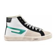 Leren Sneakers met Rubberen Zool Diesel , White , Heren