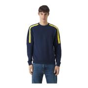 Regular Fit Katoenen Trui - Blauw Emporio Armani EA7 , Blue , Heren