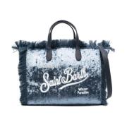 Heldere Blauwe Franje Schoudertas MC2 Saint Barth , Blue , Dames