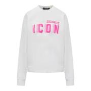 Witte Crew Sweatshirt met Lettering Dsquared2 , White , Dames