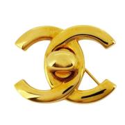 Pre-owned Fabric brooches Chanel Vintage , Yellow , Dames