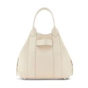 Ivoor Leren Handtas met Logodetail Hogan , Beige , Dames