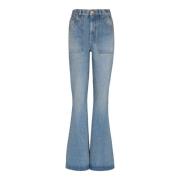 Hoge taille uitlopende denim jeans Balmain , Blue , Dames