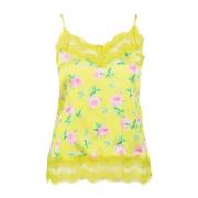 Polyester Top met Unieke Stijl Msgm , Yellow , Dames