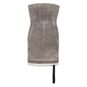 Strapless Korte Jurk met Zichtbare Rits Rick Owens , Gray , Dames