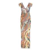 Kleurrijke Print Midi Jurk met V-hals Circus Hotel , Multicolor , Dame...