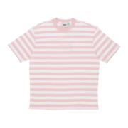 Eenvoudige Streep Tee Blush Katoen T-Shirt Guess , Pink , Heren