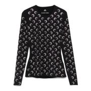 Halve Maan Sweater Marine Serre , Black , Dames