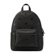 Stark leren rugzak met Maxi-monogram MCM , Black , Dames