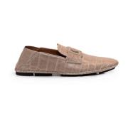 Croco Driver Moccasins Dolce & Gabbana , Brown , Heren