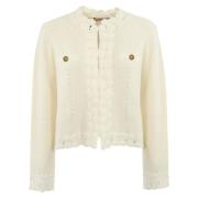 Gehaakte Gebreide Bloemenjas Wit Twinset , Beige , Dames