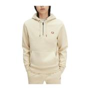 Beige hoodie met halve ritszak Fred Perry , Beige , Heren