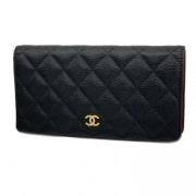 Pre-owned Leather wallets Chanel Vintage , Black , Dames