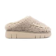 Grijze Shearling Instap Sandalen Mou , Gray , Dames