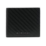 Zwarte leren vouwportemonnee met logo Givenchy , Black , Heren