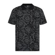 Polo met Barocco patroon Versace , Black , Heren