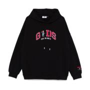 Zwarte hoodie trui met geborduurd logo Gcds , Black , Heren