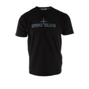 Zwarte Katoenen T-shirt voor Heren Stone Island , Black , Heren