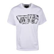 Katoenen T-shirt met Stijlvol Ontwerp Versace Jeans Couture , White , ...