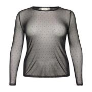 Mesh Blouse met stippen Kaffe Curve , Black , Dames