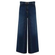 Denim Cropped Broek met Riem Twinset , Blue , Dames