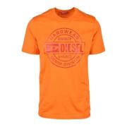 Katoenen T-shirt Diesel , Orange , Heren