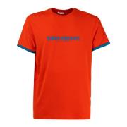 Heren Logo T-shirt in effen kleur Bikkembergs , Orange , Heren