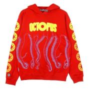 Rode Lichtgewicht Octopus Hoodie Sweatshirt Octopus , Red , Heren