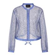 Pailletten Geborduurd Tule Shirt Emporio Armani , Blue , Dames