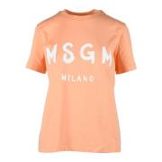 Katoenen T-shirt met Unieke Stijl Msgm , Orange , Dames