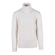 Luxe Merino Zijde Kasjmier Trui Kangra , White , Heren