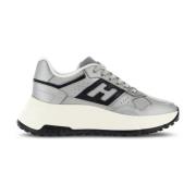 Zilveren Platte Schoenen met Mesh Details Hogan , Gray , Dames