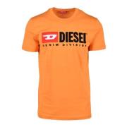 Katoenen T-shirt Diesel , Orange , Heren