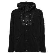 Zwarte Nylon Technische Jas Met Capuchon Stone Island , Black , Heren