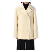 Luxe dubbelrijige wollen jas Jil Sander , Beige , Dames