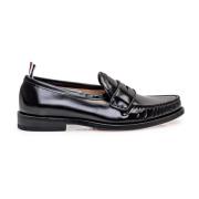 Zwarte Leren Loafers Slip-On Stijl Thom Browne , Black , Dames