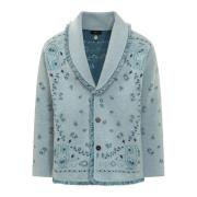 Jacquard Cardigan Alanui , Blue , Heren